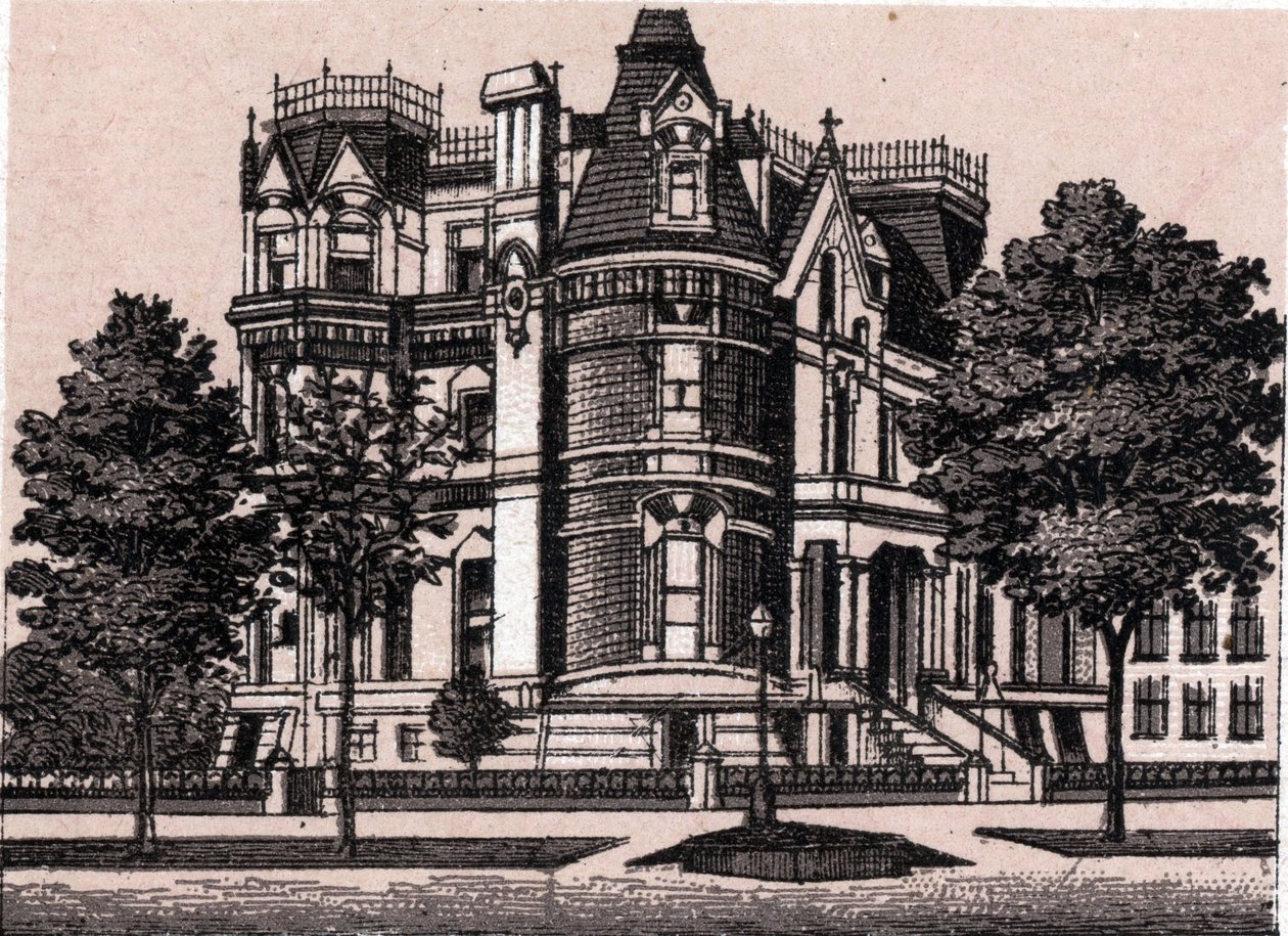 Chicago, Vereinigte Staaten: Ansicht von der Ecke Prairie Avenue und 22nd Street. in „Die Welt illustriert 168 Ansichten“ Undatiert (spätes 19. Jahrhundert) von Unknown artist