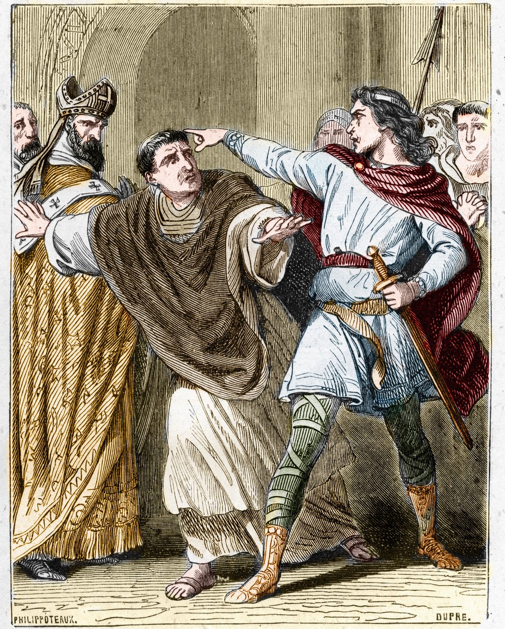 Childerich II., König der Franken von 670 bis 673, ließ den Bischof Saint Leger (616-675) in der Abtei von Luxeuil einsperren. von Unknown artist