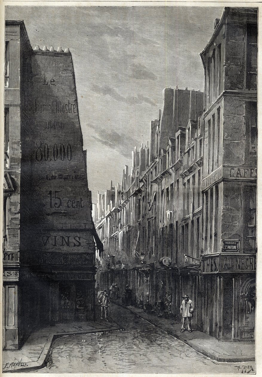 Cholera-Epidemie in Paris - Cholera-Epidemie in Paris - Rue Sainte Marguerite - Gravur in „Le journal illustré“ von 1884 von Unknown artist