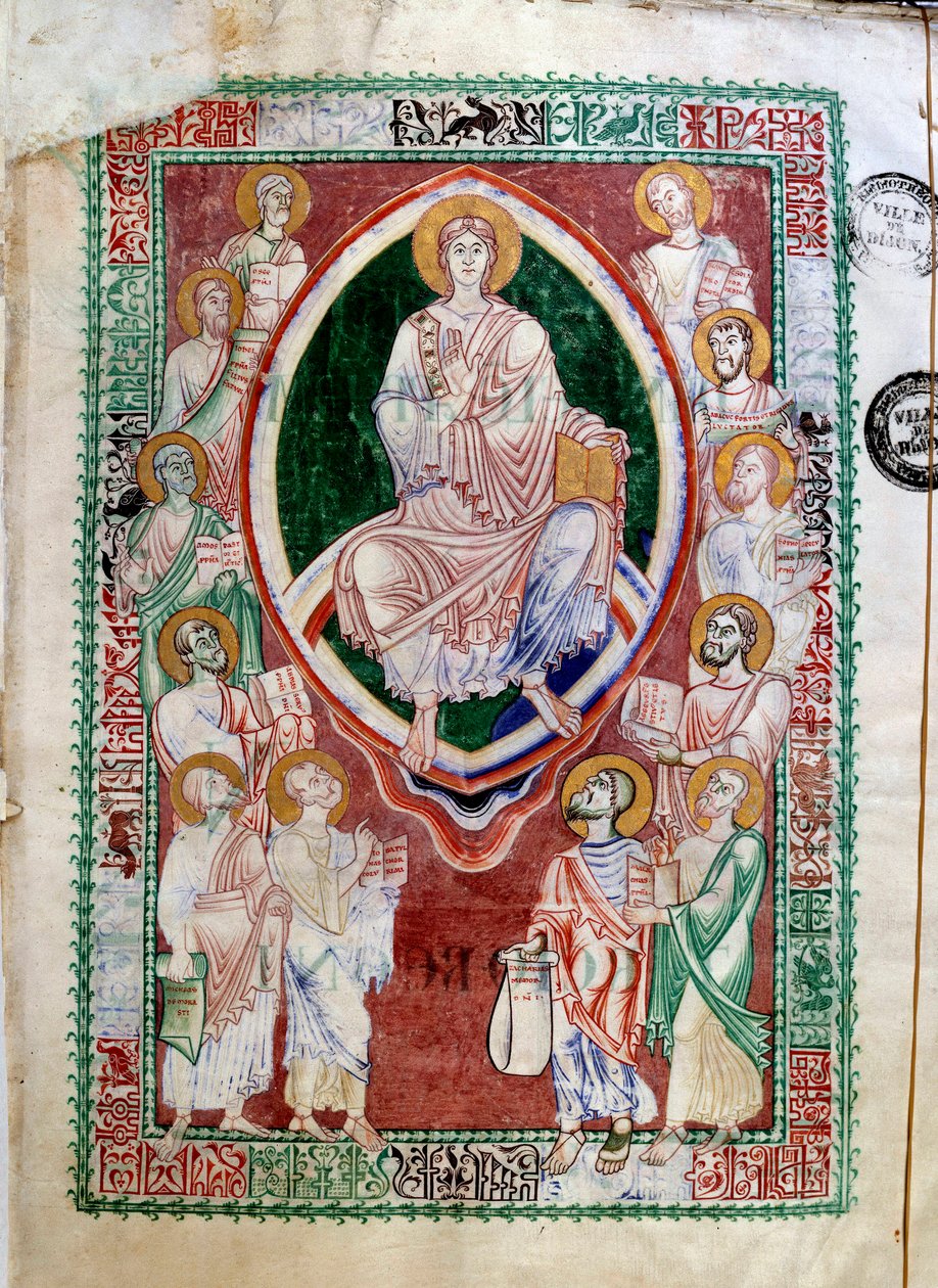 Christus und die Propheten des Alten Testaments. Manuskript der Abtei von Citeaux. Kommentare zu Jeremia von Hieronymus (12. Jahrhundert). Dijon, Stadtbibliothek von Unknown artist