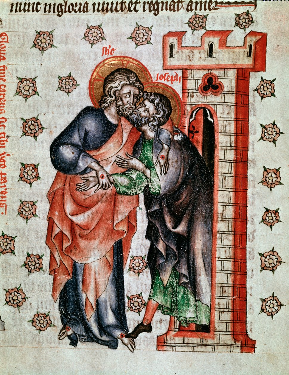 Abschied Christi (Jesus Christus und Josephs Abschied). Miniatur gemalt in „Die Passion der Äbtissin Kunigunde“ von Unknown artist