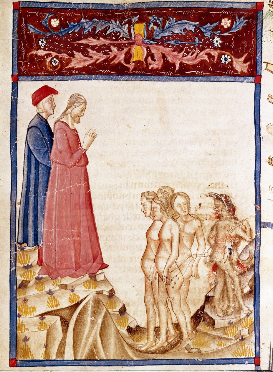 Kreis der Verräter: Dante und Virgil treffen die Seelen der Verräter von Wohltätern von Unknown artist