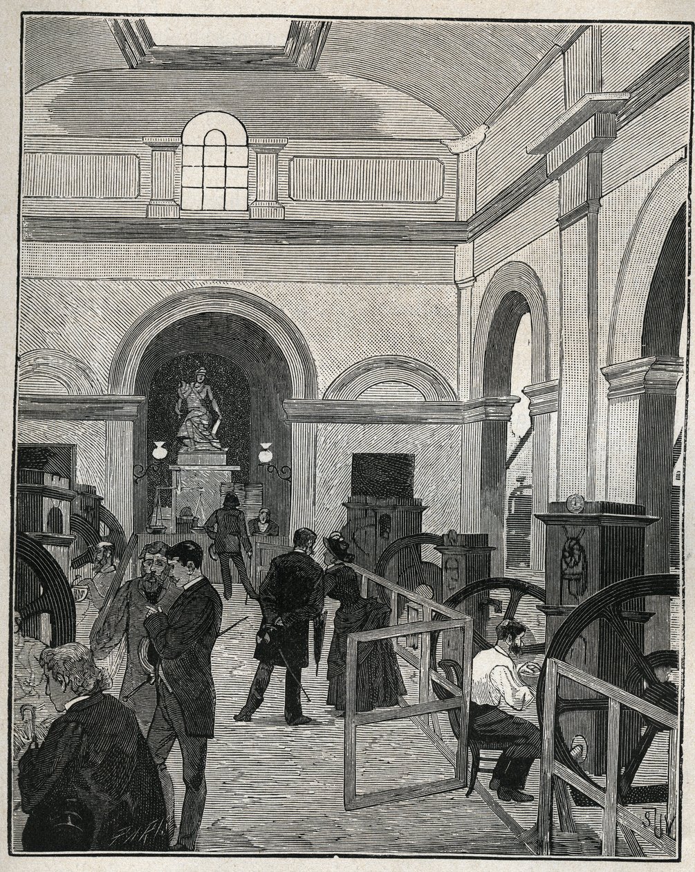 Münzwerkstatt in der Monnaie de Paris. Gravur von 1885 in „Les arts et métiers illustrés“ von Adolphe Bitard. von Unknown artist
