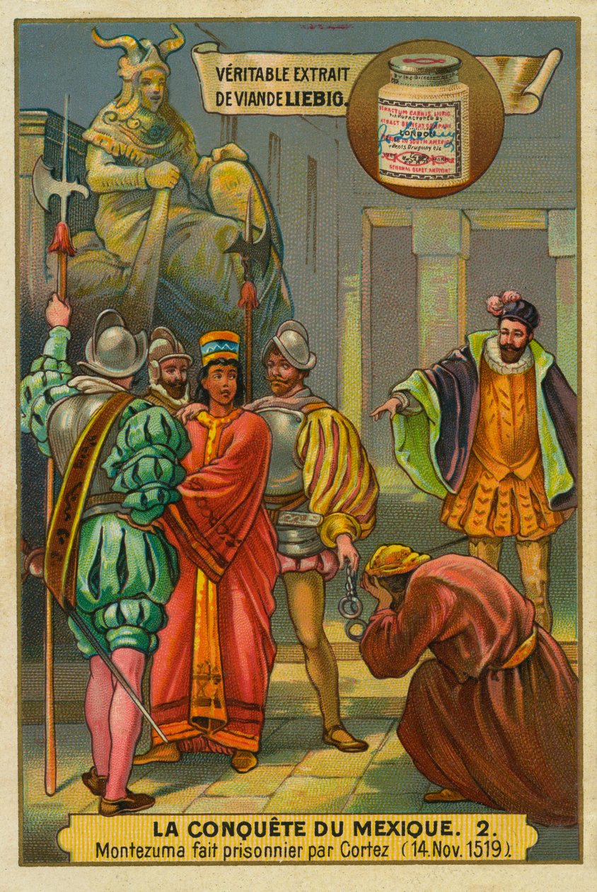 Eroberung Mexikos: Cortes verhaftet König Montezuma II von Unknown artist