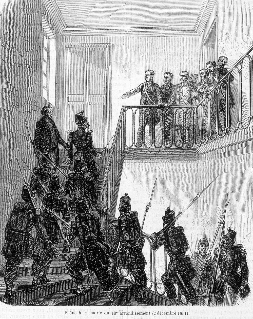 Staatsstreich: Verhaftung der Abgeordneten im Rathaus des 10. Arrondissements von Paris am 2. Dezember 1851 von Unknown artist