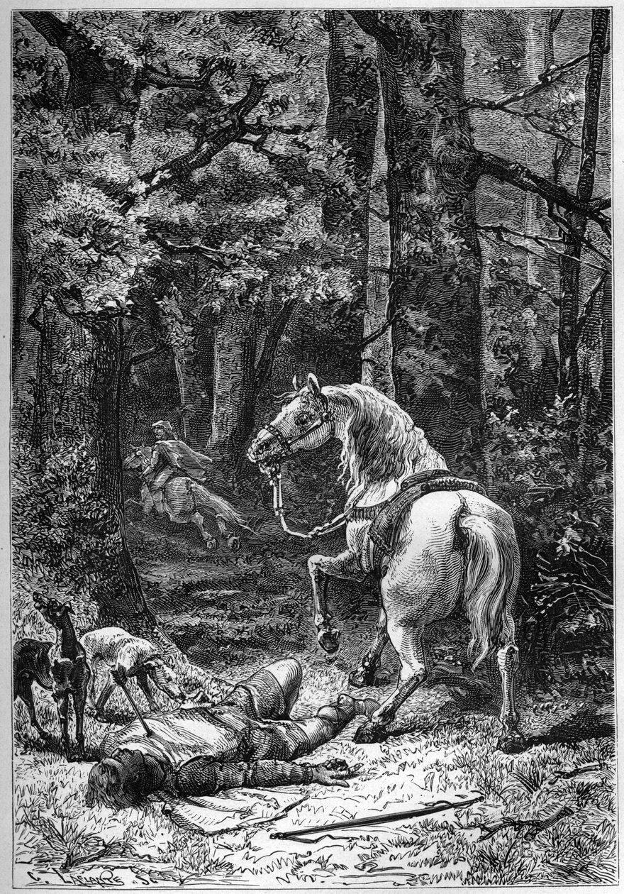 Tod von Rufus, Wilhelm der Rote (König Wilhelm II.), getötet durch einen Pfeil bei der Jagd im New Forest von Unknown artist