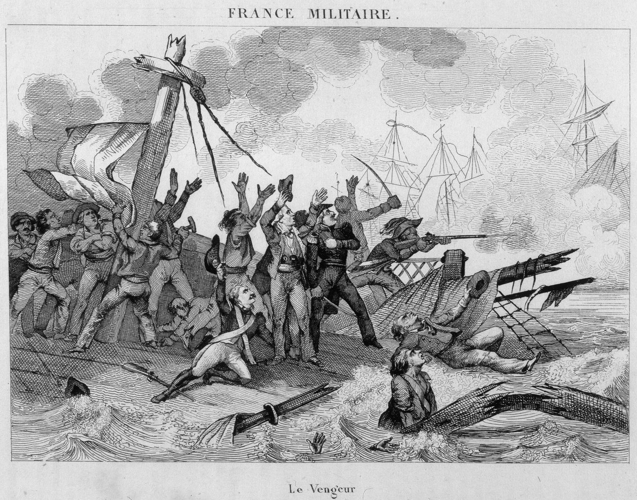 Zerstörung des Schiffes „The Avenger“ durch die englische Flotte am 1. Juni von Unknown artist