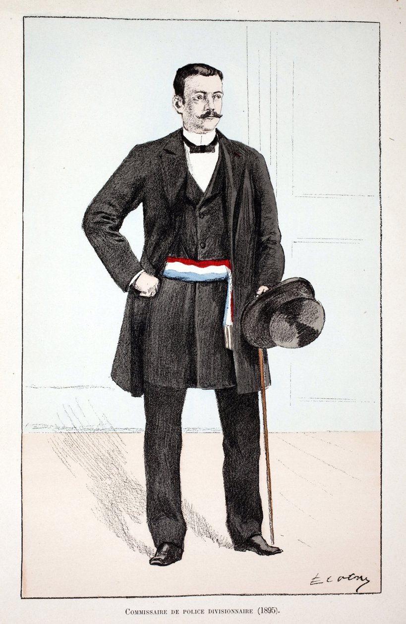Divisionspolizeikommissar (1896). Farbradierung zur Illustration des Buches 