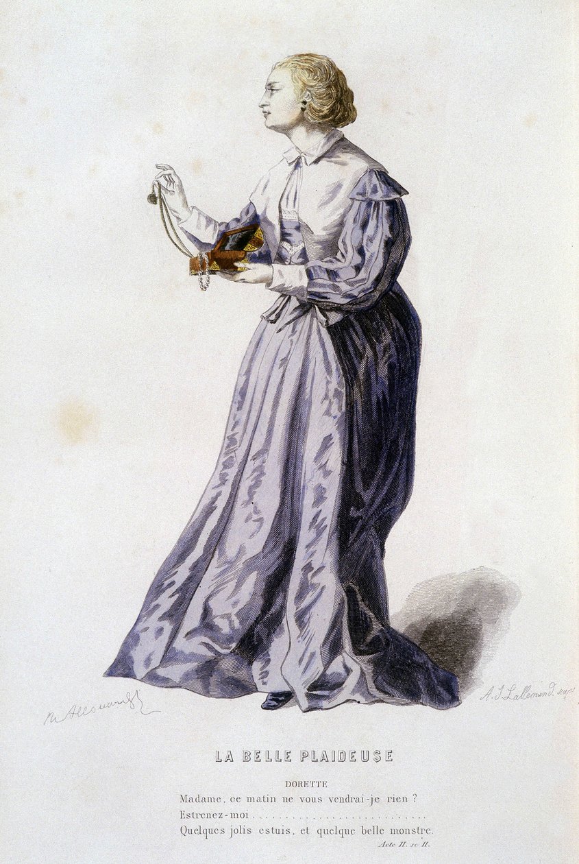 Dorette in „la belle plaideuse“ (von Bois Robert 1654), in „Le théâtre français au 16ème und 17ème siècle vor Molière“ von Edouard Fournier. von Unknown artist