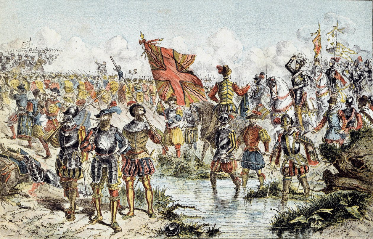 Achter Religionskrieg (1585-1598): Die Schlacht von Ivry am 14.03.1590 zwischen der königlichen Armee Heinrichs IV. und der Katholischen Liga von Unknown artist