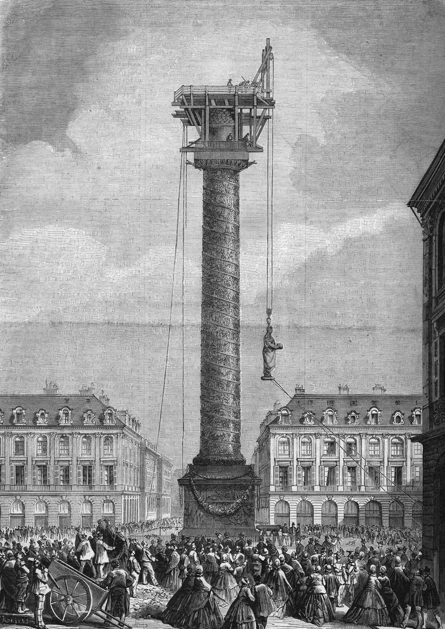 Errichtung der neuen Statue von Napoleon I. auf der Säule des Place Vendôme am 4. November von Unknown artist