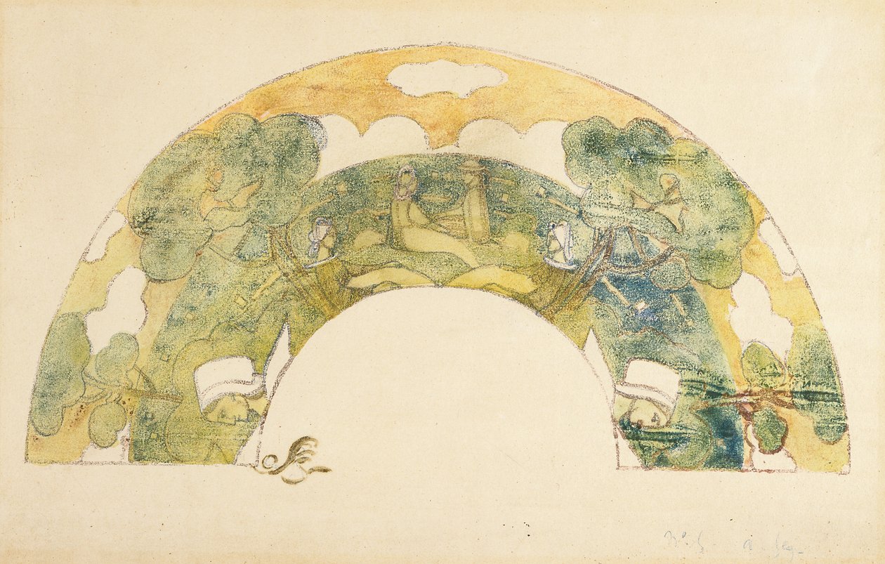 Fächer - Bretonen am Meer von Unknown artist