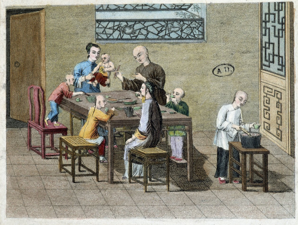 Familienmahlzeit in China im 19. Jahrhundert von Unknown artist