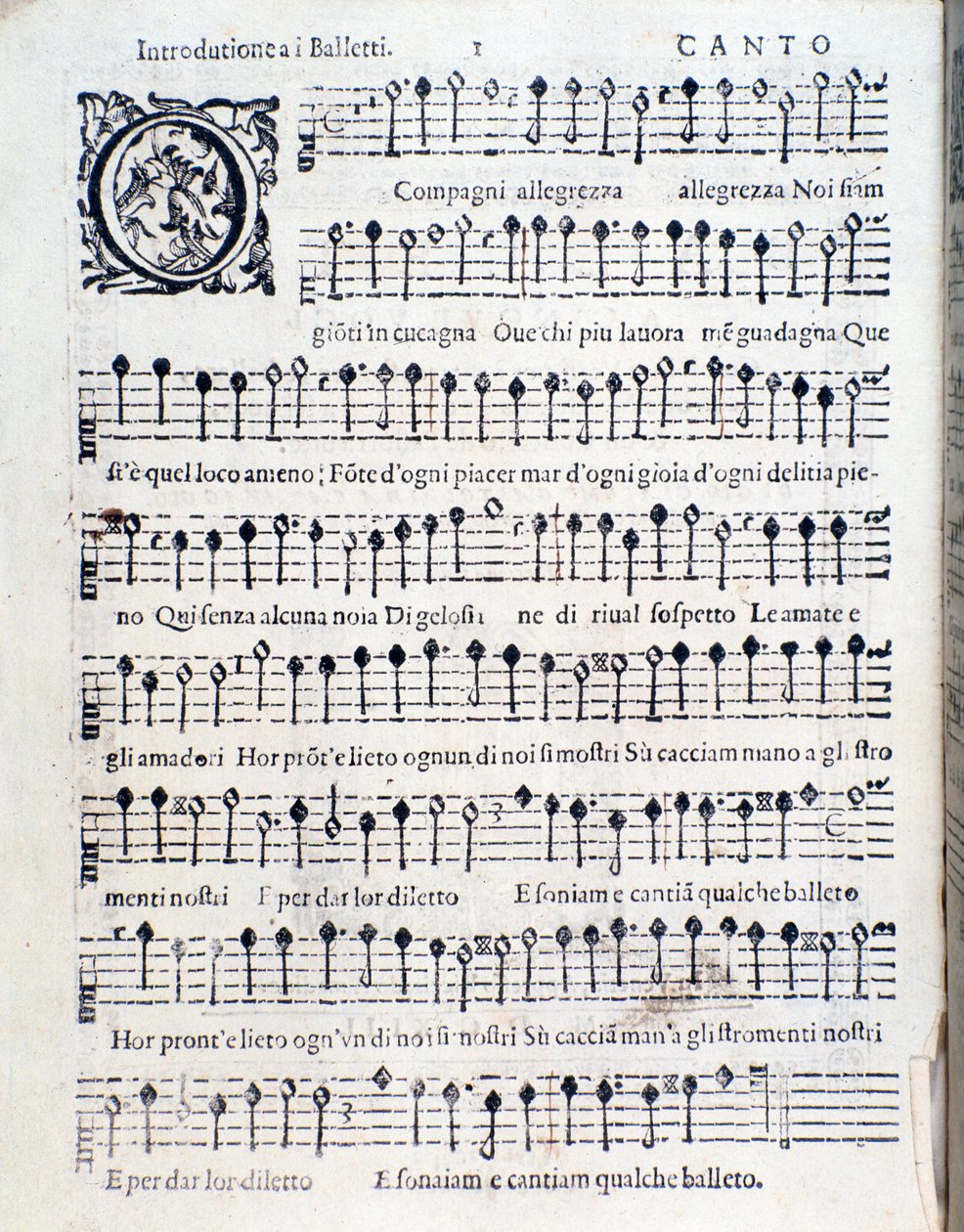 Erste Seite von Balletti für fünf Stimmen von Giovanni Giacomo Gastoldi von Unknown artist