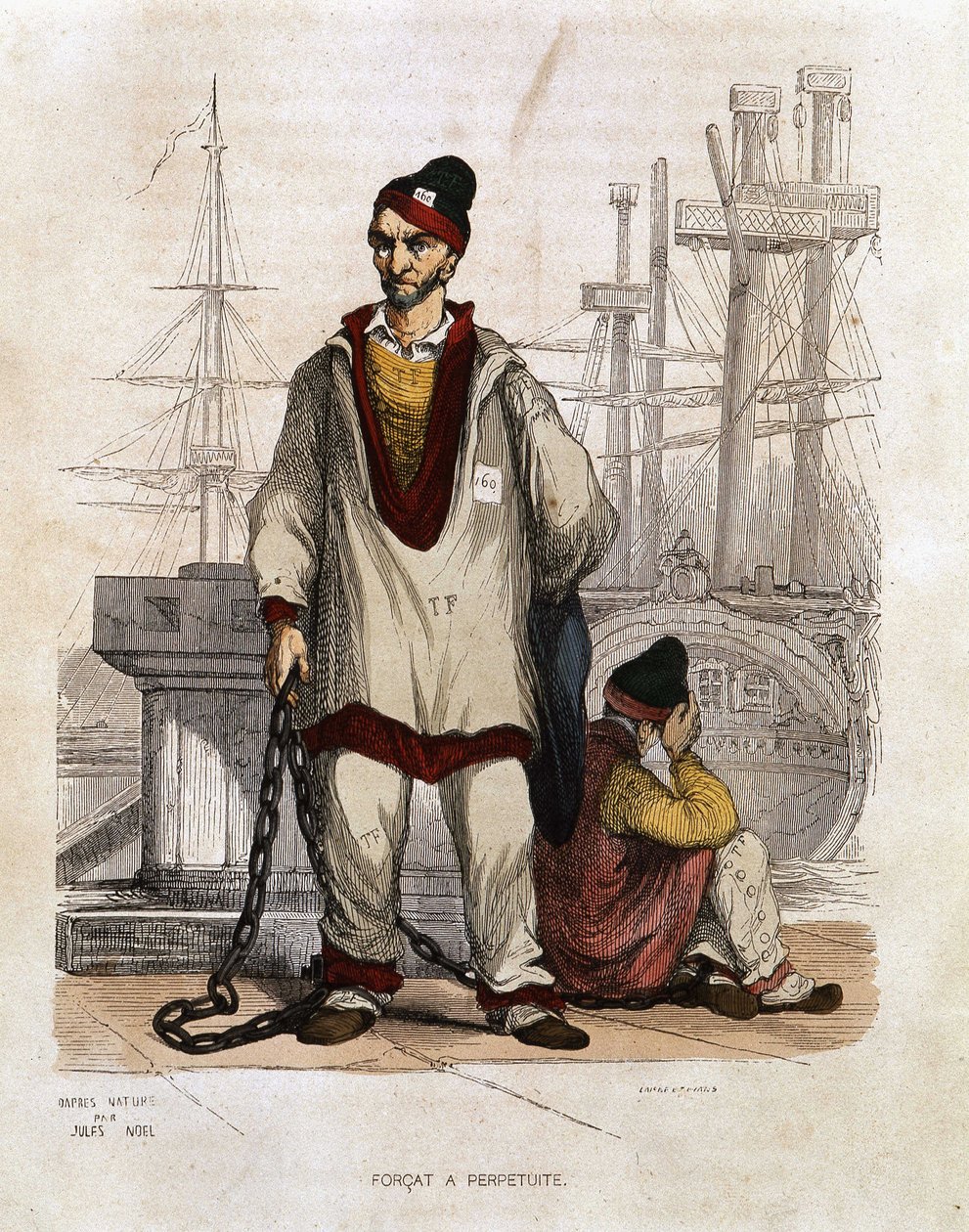 Forçat à perité - in „Die Bagnes: Geschichte, Typen, Sitten, Geheimnisse“ von Maurice Alhoy, ed. Gustave Havard, Paris von Unknown artist