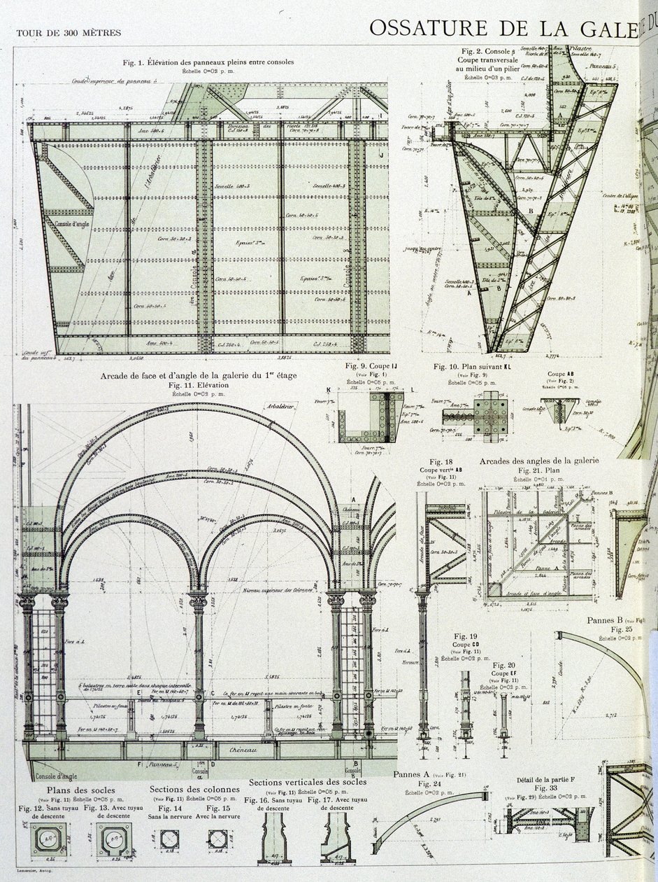 Rahmen der Galerie im ersten Stock des Eiffelturms - Industriedesign von Unknown artist
