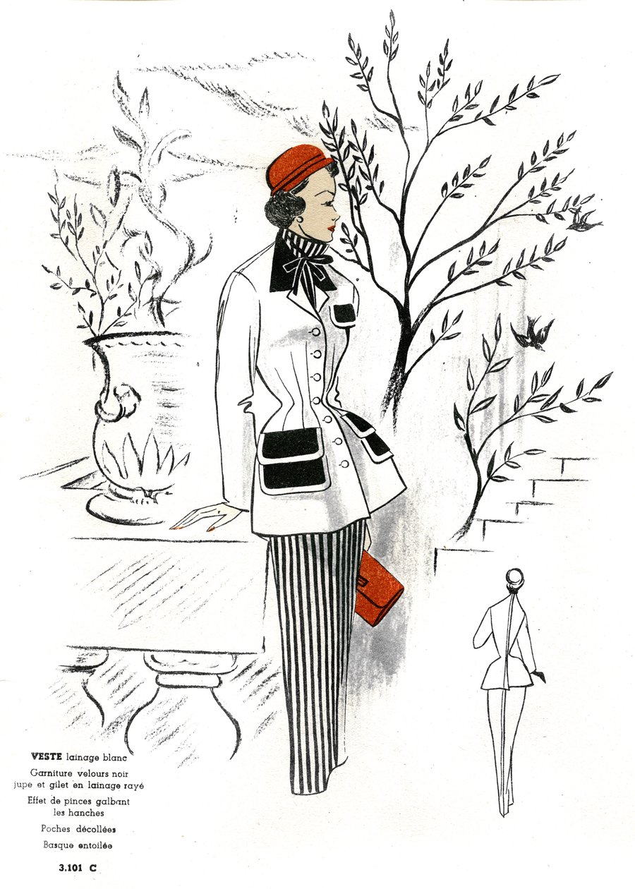 Französische Mode, Outfit-Design in Wolle von Unknown artist