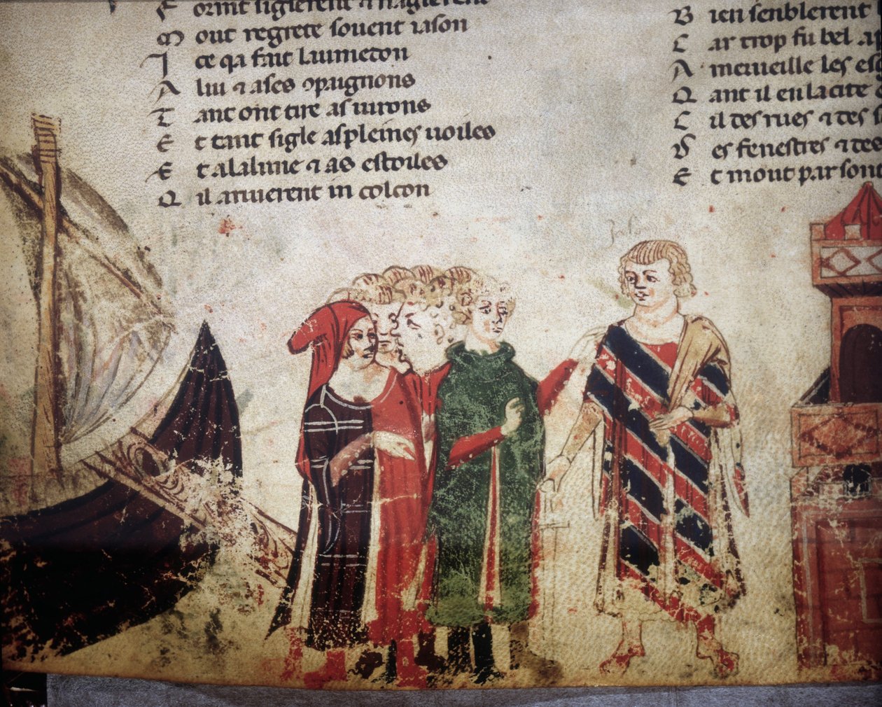 Französischer Kaufmann in Venedig. Miniatur aus dem „Roman de Troy“ von Benoit de Saint Maure. 14. Jahrhundert Biblioteca Marciana, Venedig von Unknown artist