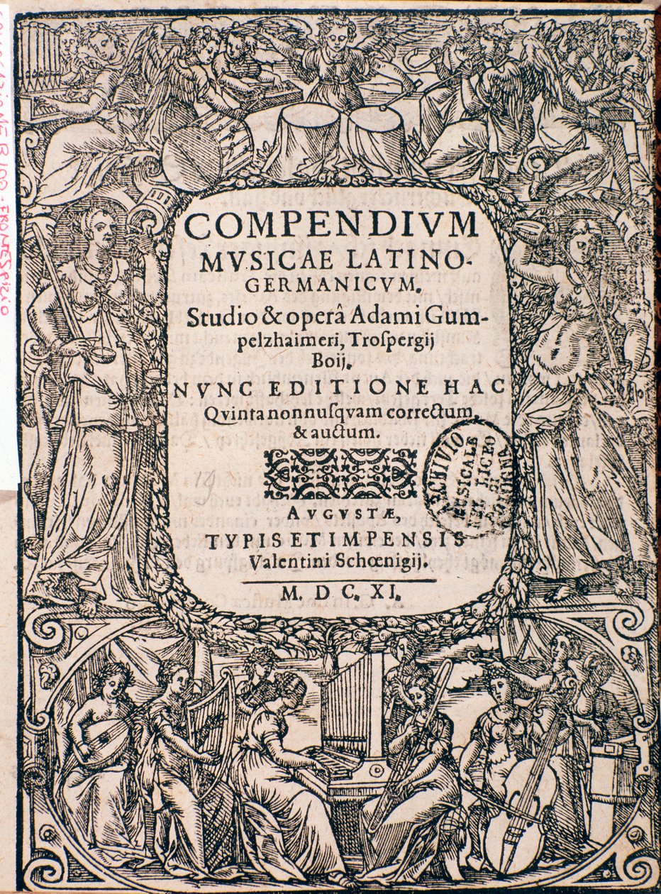 Frontispiz des Compendium Musicae von Adam Gumpelzhaimer von Unknown artist