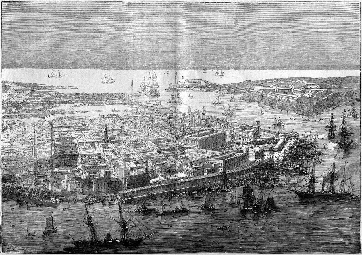 Gesamtansicht von Havanna im Jahr 1862 - Apparat der französischen Division unter dem Kommando von Konteradmiral Jurien de la Graviere von Unknown artist