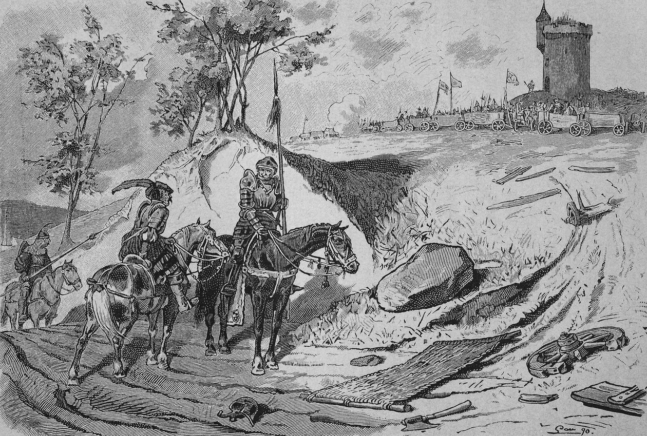 Deutscher Bauernkrieg (1524-1526): Wagen der Bauern in Königshofen, Deutschland von Unknown artist