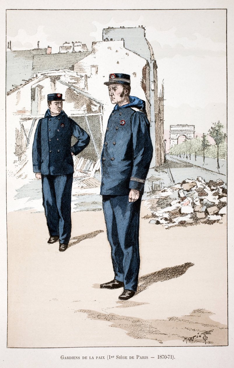 Friedenswächter (erste Belagerung von Paris 1870-1871). Farbradierung zur Illustration des Buches 