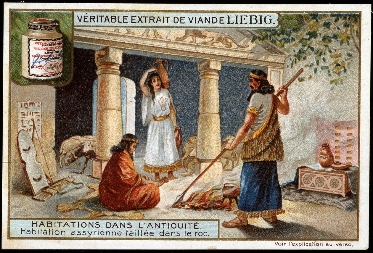 Wohnungen in der Antike: Assyrische Behausung in den Fels gehauen (Mesopotamien) von Unknown artist