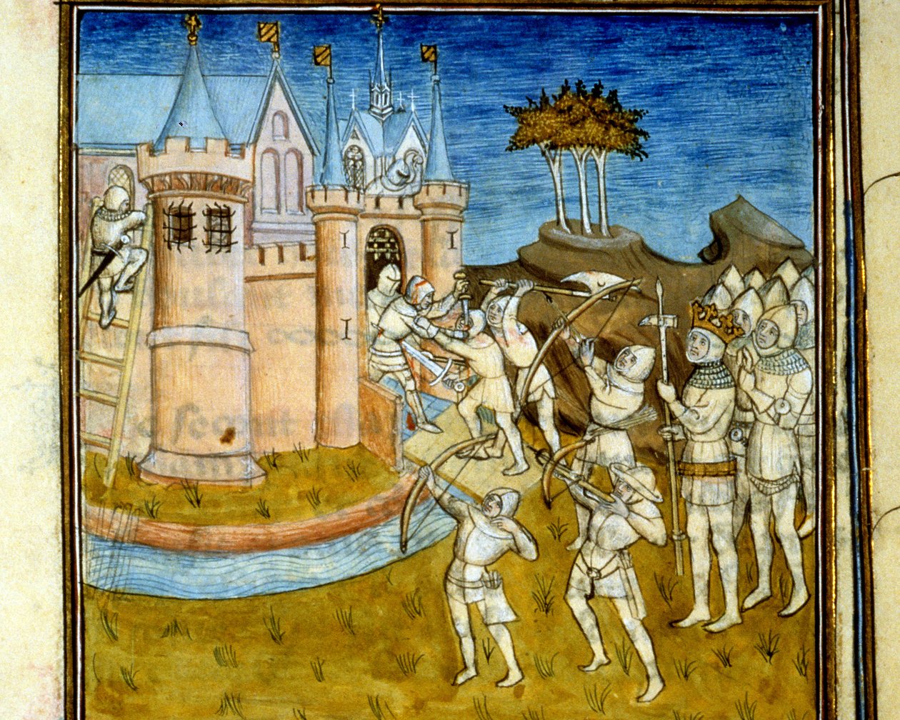 Heinrich I. (1008 - 1060) kämpfte 1054 gegen die Armee von Wilhelm dem Eroberer (1027 - 1087) - in „Große Chroniken von Saint-Denis“, Ende des 14. Jahrhunderts (ref. 512 von Unknown artist