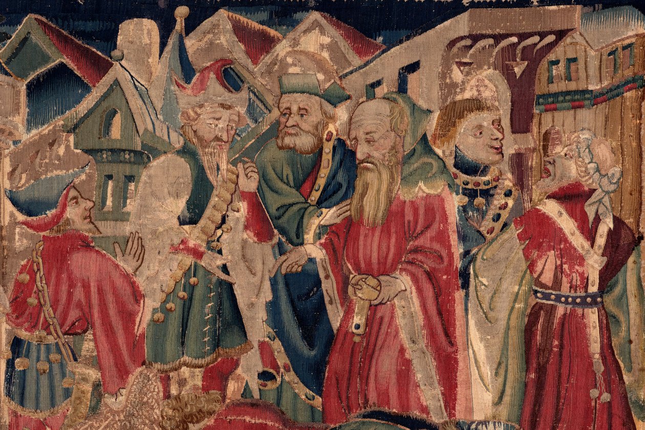 Geschichte von Saint Piat und Saint Eleuthère, Szene 14: Die Pest in der Stadt Tournai (Detail) von Unknown artist
