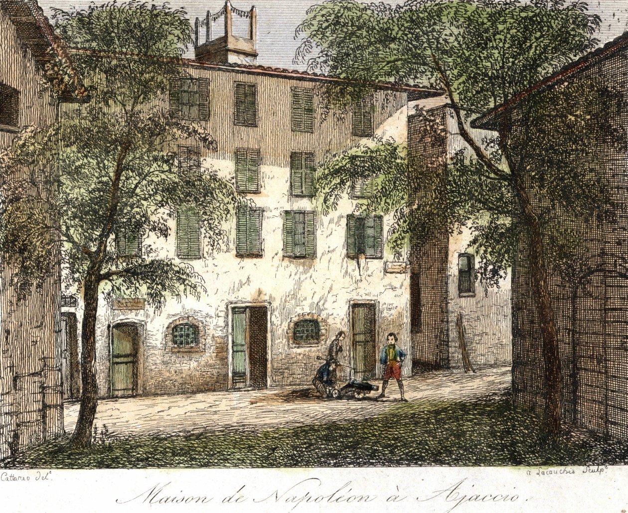 Haus von Napoleon in Ajaccio - Farbgravur 19. Jahrhundert von Unknown artist