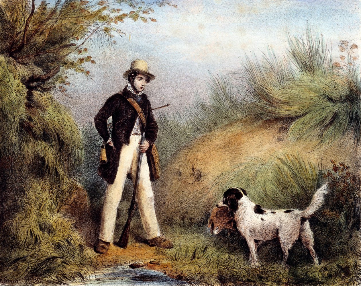 Jäger mit seinem Hund von Unknown artist