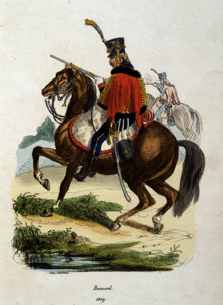 Husaren zu Pferd der napoleonischen Armee - Gravur von Unknown artist