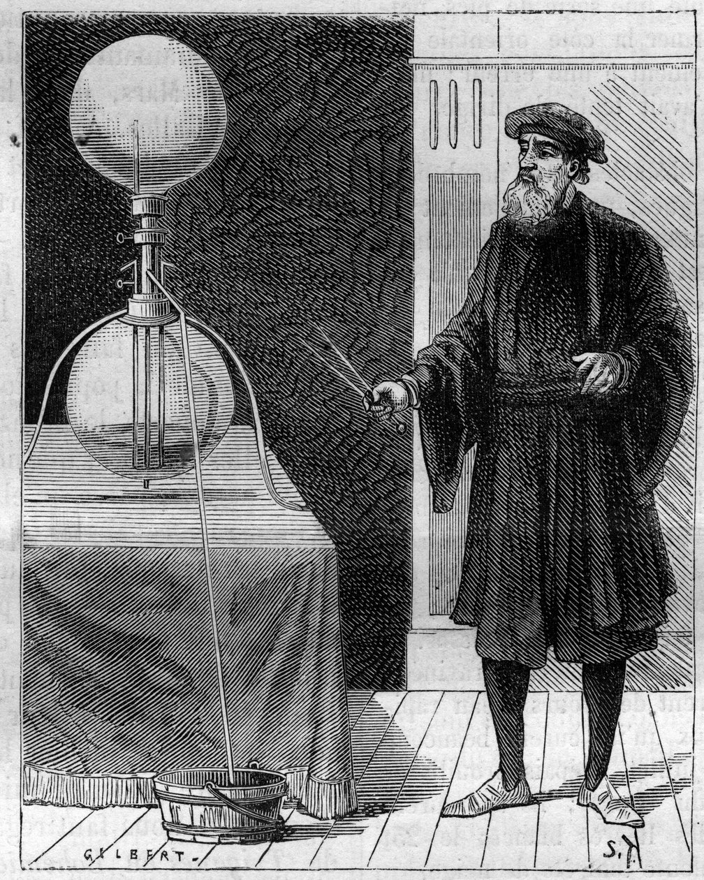Hydraulische Erfindung: Hydraulisch-pneumatische Maschine. Gravur in "La Nature" von Unknown artist