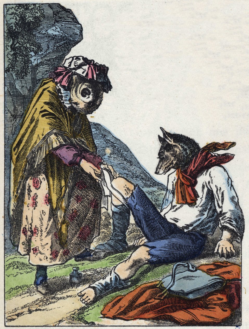 Illustration des Märchens „Gute Mama Schaf“. In „Märchen aus dem Heim für die Kleinen“. Anonyme Gravur des 19. Jahrhunderts. von Unknown artist