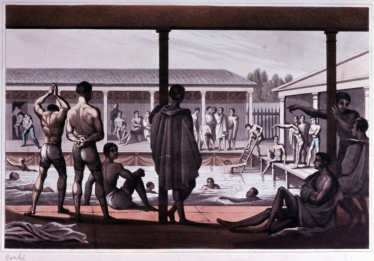 Innenraum einer Schwimmschule, London, frühes 19. Jahrhundert. von Unknown artist