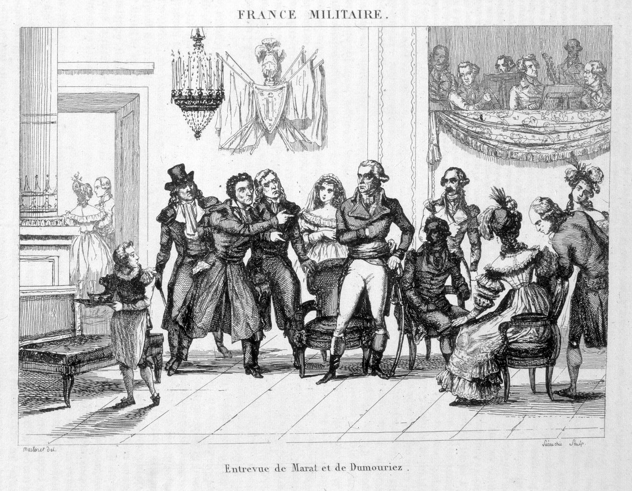 Interview von Joachim Murat (1767-1815) und Dumouriez (1739 - 1823) - Gravur des 19. Jahrhunderts von Unknown artist