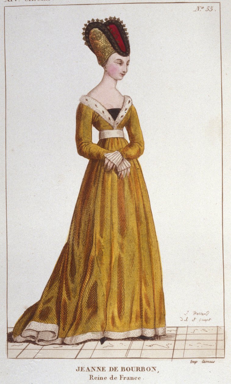 Jeanne de Bourbon (1338-1378). Königin von Frankreich von 1364 bis 1378. Gravur von 1830 von Unknown artist