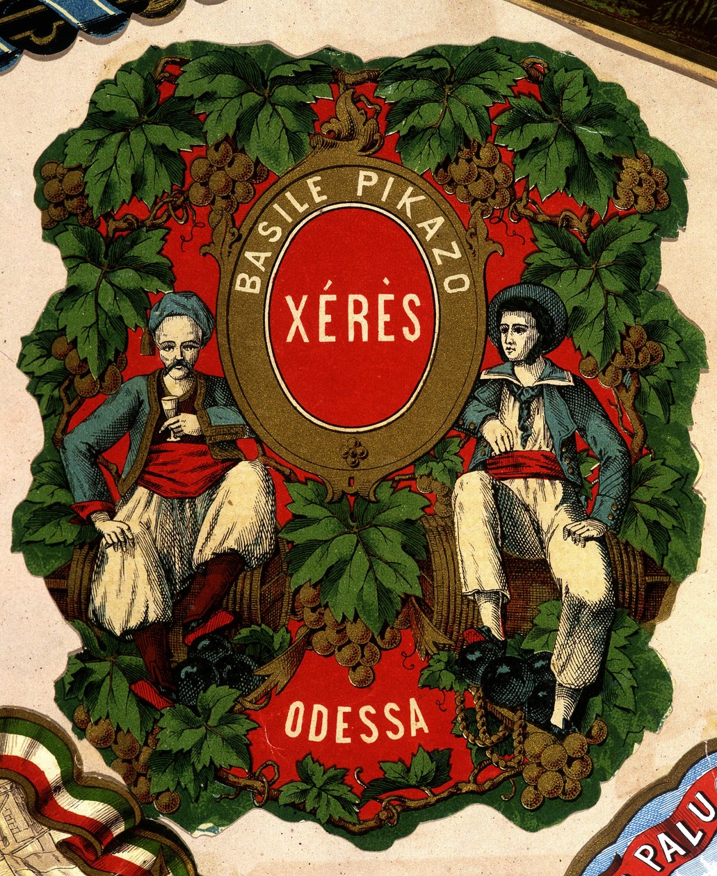 Etikett von „Basile Pikazo - Jerez - Odessa“, 19. Jahrhundert von Unknown artist