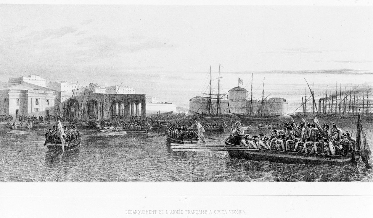 Landung der Franzosen in Civitavecchia bei Rom im Jahr 1849 von Unknown artist