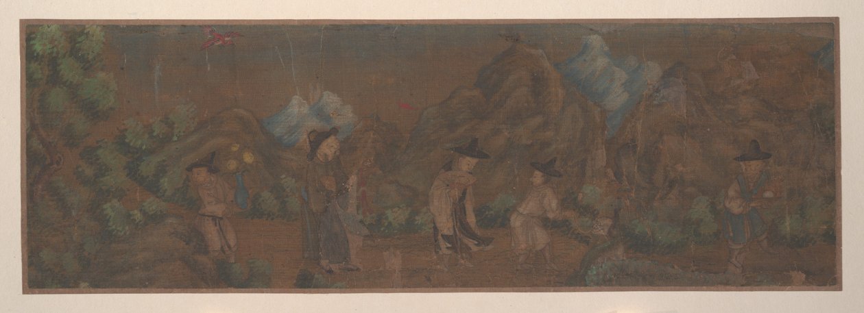 Landschaftsgemälde einer Figur in Waldlandschaft von Unknown Artist