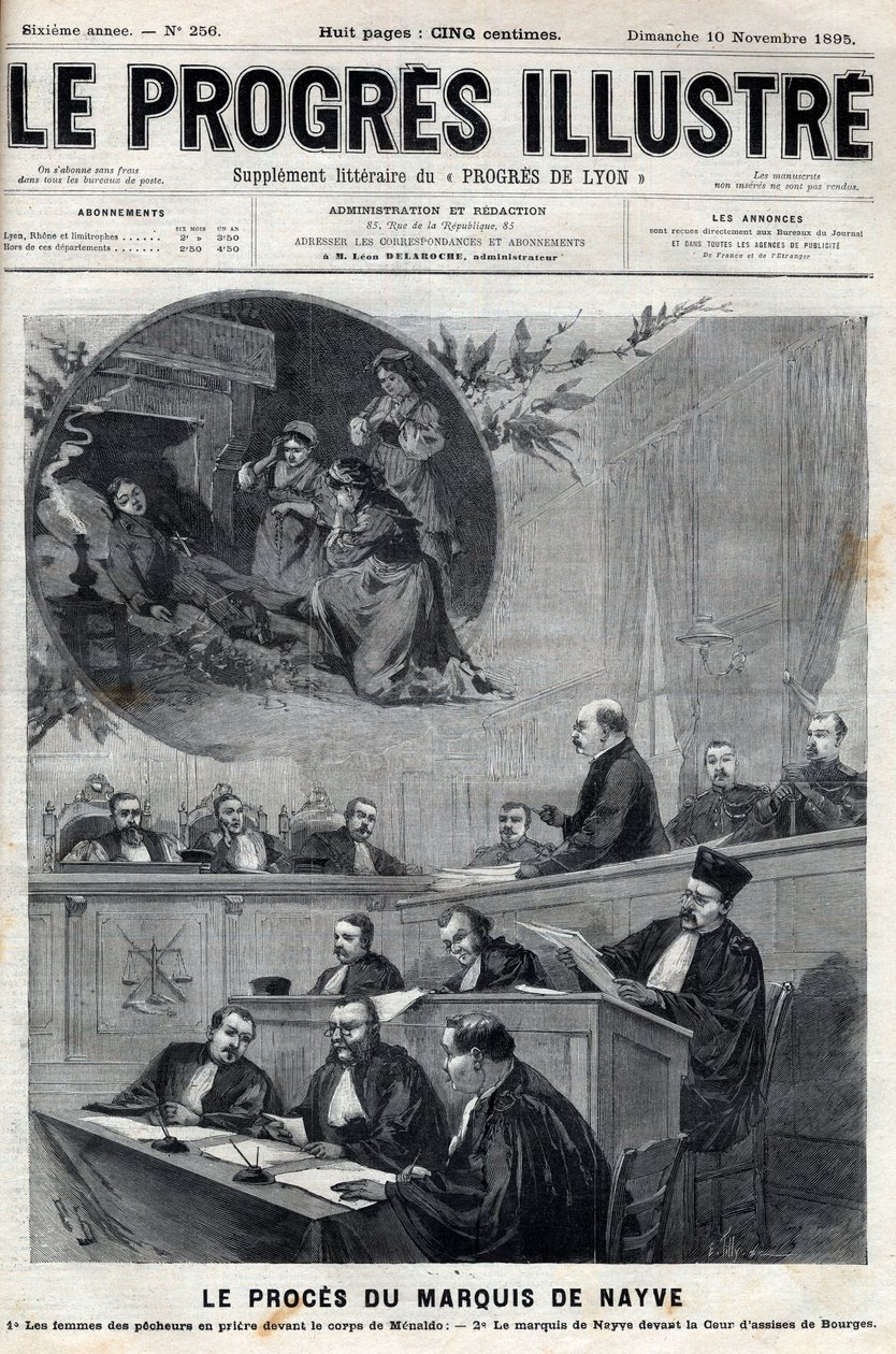 Der Prozess des Marquis de Nayve vor den Assisen von Bourges im Jahr 1895 - Gravur in „Le Progrès illustré“ von 1895 von Unknown artist