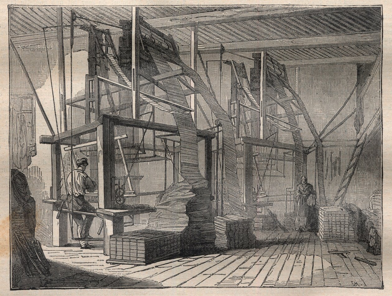 Das Weben der Seide - Gravur in „La Science française“ von Unknown artist