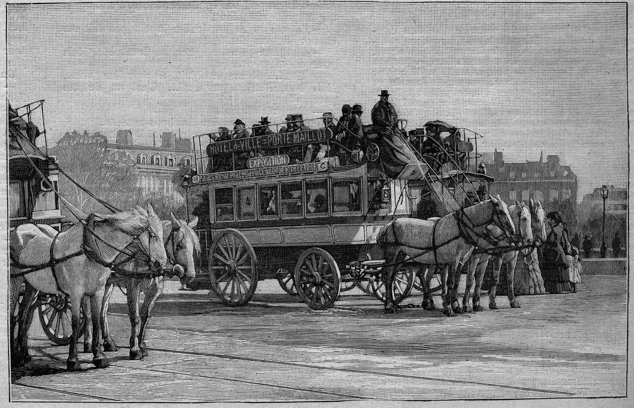 Die Omnibusse von Paris im 19. Jahrhundert: der moderne Omnibus - Gravur von 1892 von Unknown artist