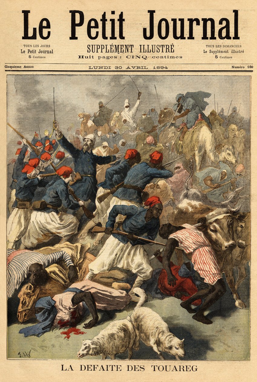 Oberstleutnant Joseph Joffre (1852-1931), Kommandeur der französischen Streitkräfte im Sudan, unterwarf am 23. März 1894 die Tuareg-Stämme „Tengereguif“ zwischen den Seen Goro und Fati von Unknown artist