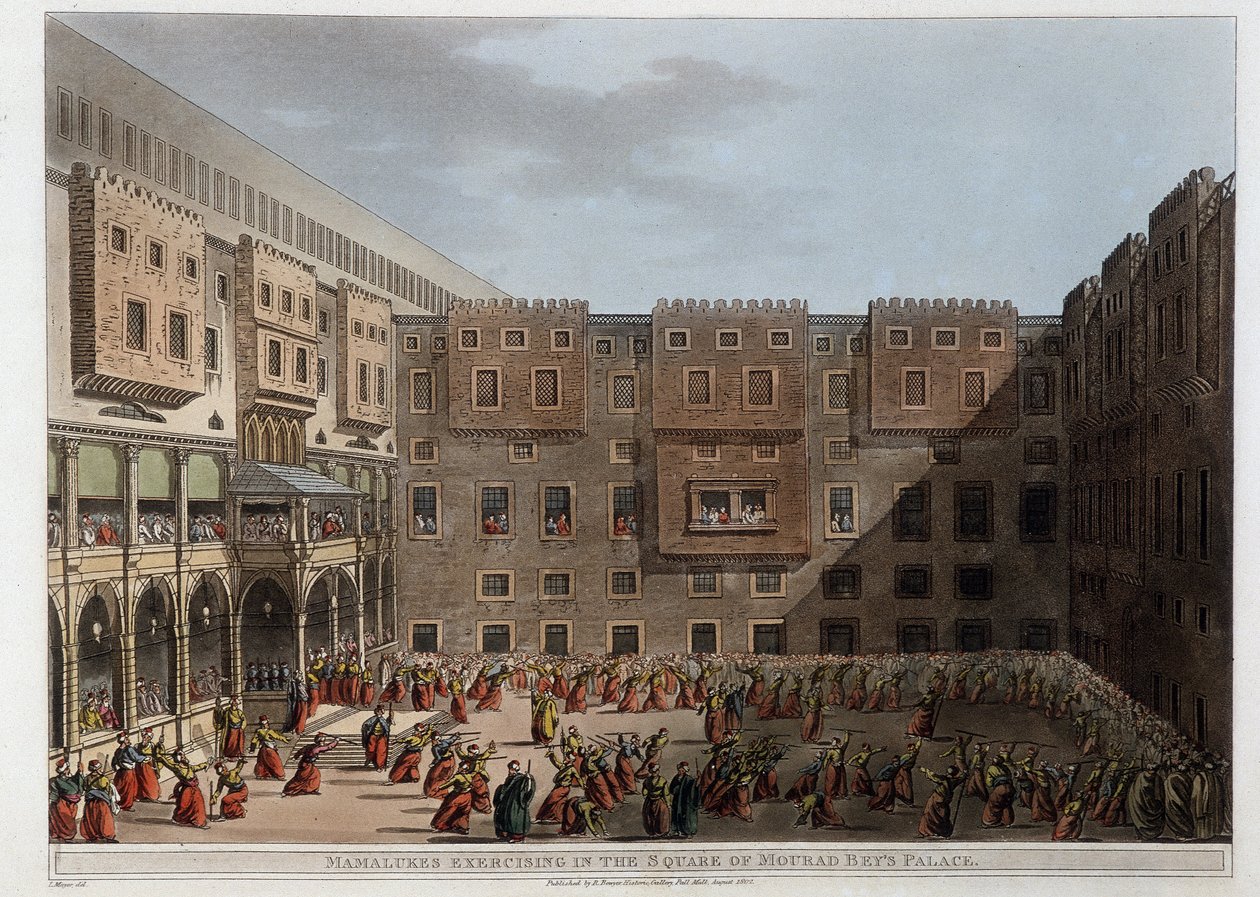 Mamluken üben im Hof des Palastes Mourad Bey von Unknown artist