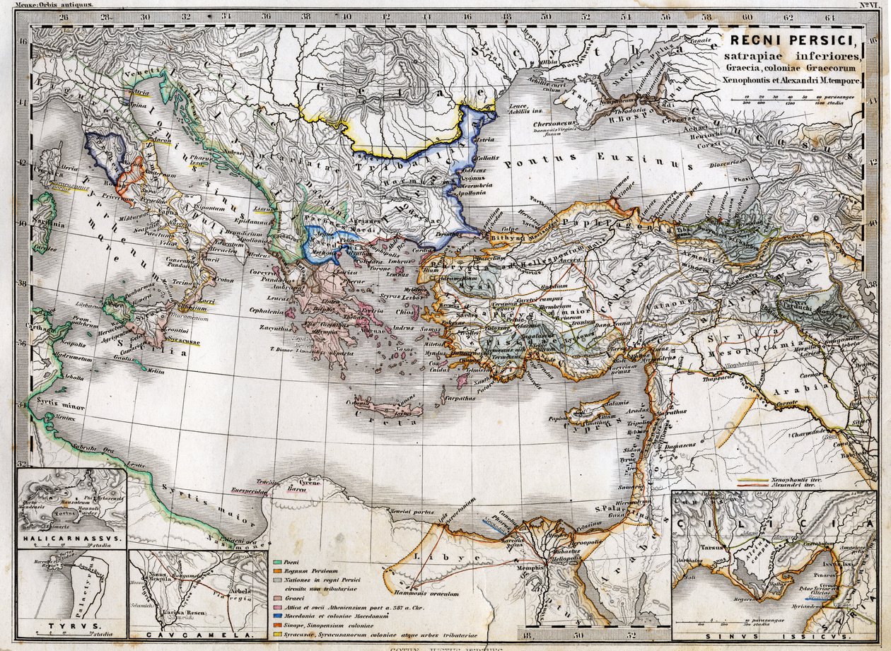 Karte des Persischen Reiches während der Herrschaft von Alexander dem Großen. Atlas von 1865. von Unknown artist