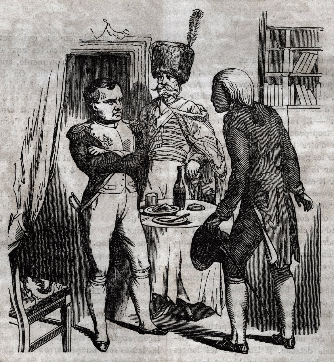 Napoleon I. in Anwesenheit von Jean Nicolas Corvisart (1755-1821) Arzt. Englische Gravur in „La Santé Universelle - Guide Médical des Familles“ 1852 von Unknown artist
