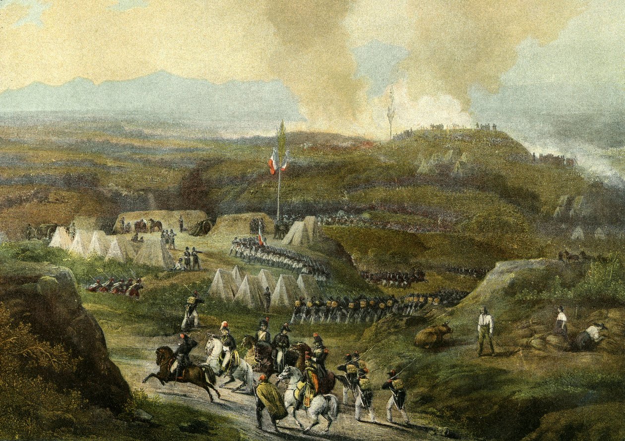 Napoleonische Kampagne von 1793: Rückeroberung des Lagers von Peyrestortes, Armee der östlichen Pyrenäen am 18. September 1793. Gravur 1868 von Unknown artist