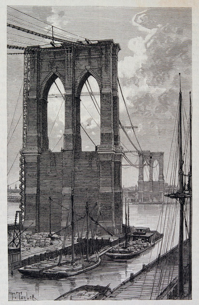 New York: Brooklyn Bridge Pfähle im Bau - in 