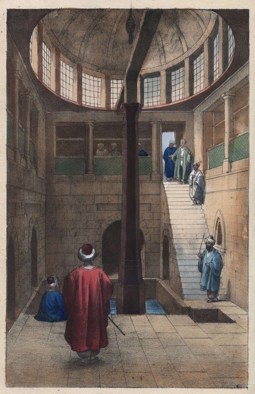 Nilometer (Der Nilometer - Messung des Pegels des Nils in Ägypten) Gravur aus „Usi e Costumi di Tutti i Popoli dell